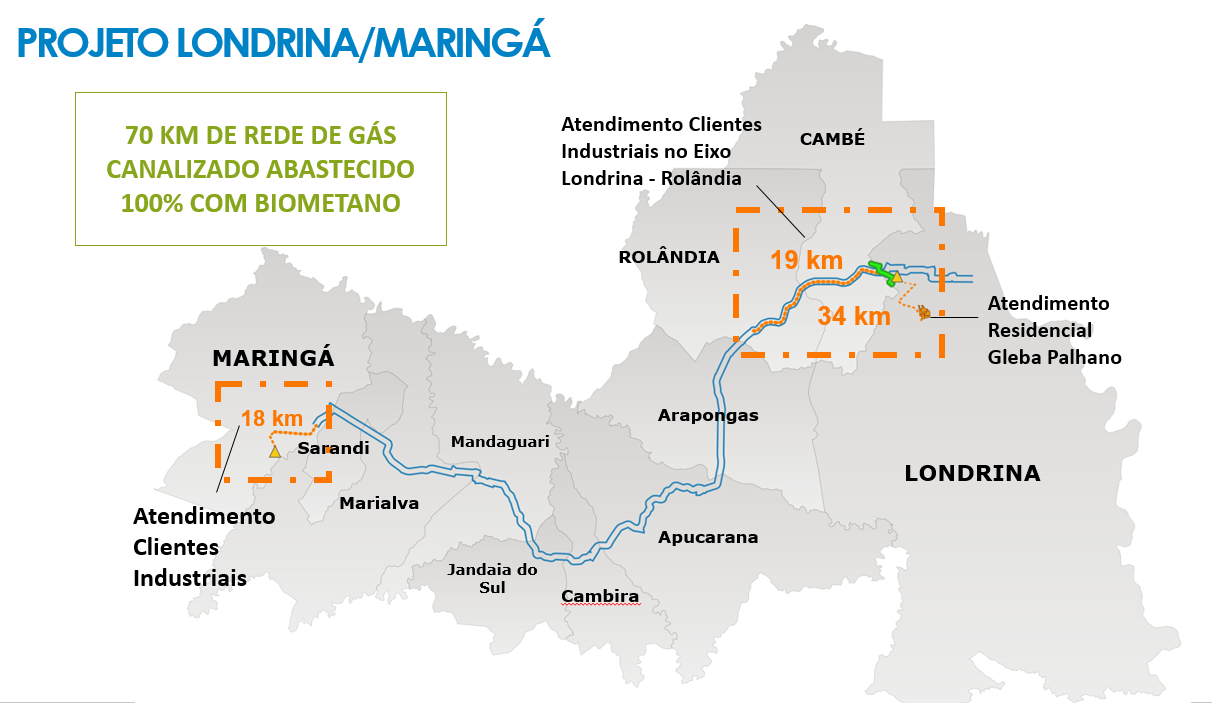mapa de rede de gás canalizado