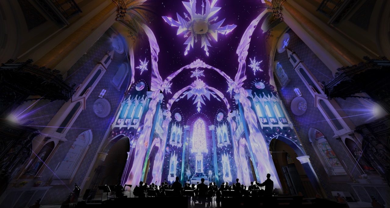igreja enfeitada para Natal